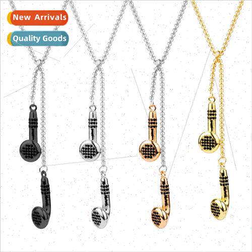 Fashion music headphones earbuds pendant metal necklace hiph