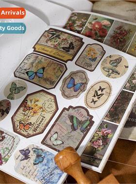 Time bazaar and paper sticker book  retro butterfly flowers