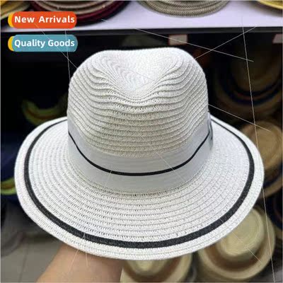 Summer white straw hat hundred with outing vacation beach ha