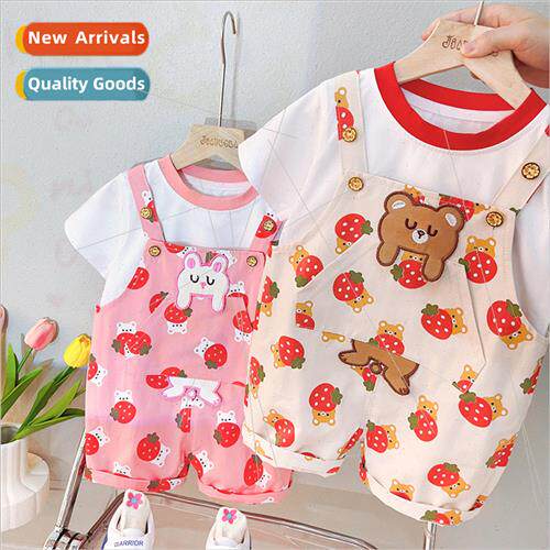 Womens summer new childrens printing backpack pants two-piec