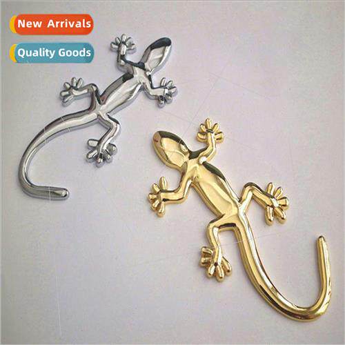 Solid metal gecko car stickers gold and silver car stickers