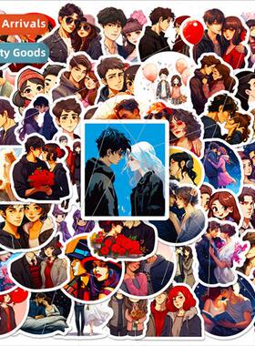 50 anime couple stickers cute anime suitcase water cup lapto