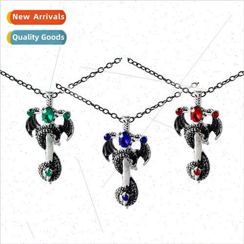 New retro dragon sword mens alloy jewelry pendant necklaces