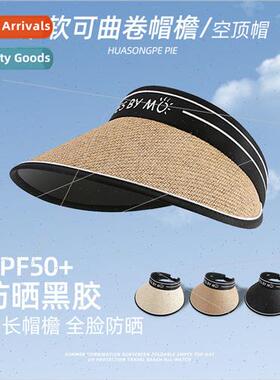 Vinyl sunscreen foldable hollow top hat women outdoor riding
