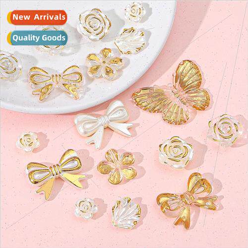 Blind box  acrylic gold edge rose bow beading DIY handmade j