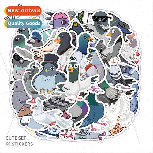 50 cartoon cute pigeon doodle stickers luggage guitar statio