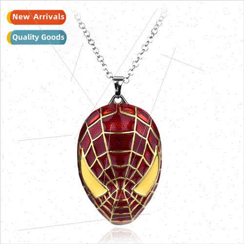 Film and  around the Spider-Man mask pendant necklace person