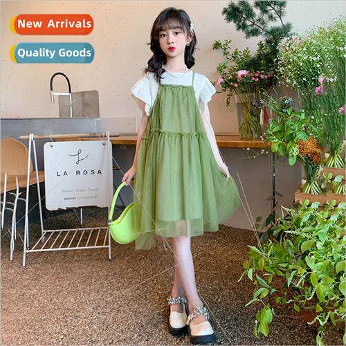 Girls dress summer 2023 new 适用eign childrens summer mesh s