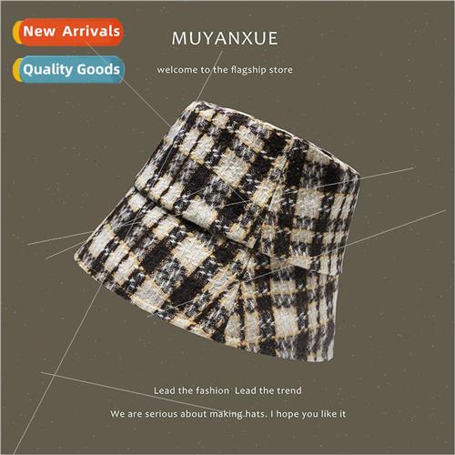 Japanese plaid small edge fishermans hat children fall and w