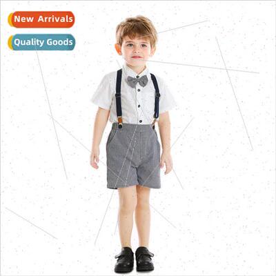 New 2023 summer childrens boys British  suit short-sleeved s