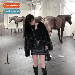 coat female and fox winter fall fur 2022 Environmental short