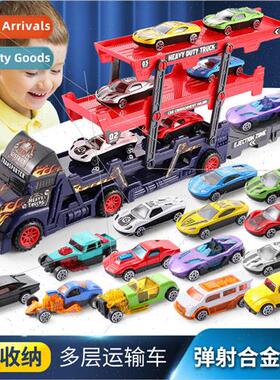 Childrens toy car model simulation folding transporter catap