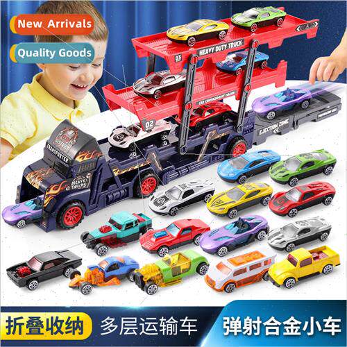 Childrens toy car model simulation folding transporter catap