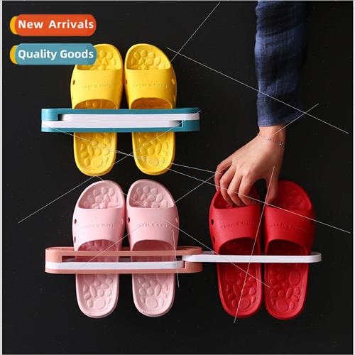 Creative three-in-one folding shoe rack hole-free bathroom s