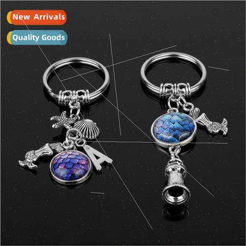 Fish Scale Face Time Gemstone Glass Ball Keychain Creative M