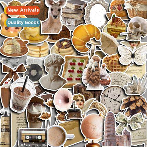 Brown Milk Coffee 50pcs Vintage Classic Stickers Desk Handbo