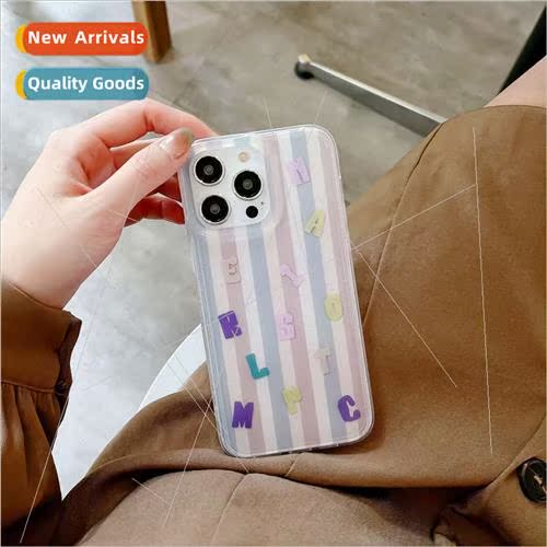 Korean  ins striped letters 12ProMax niche female iPhone 14