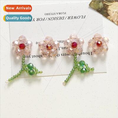 Spring and summer sweet asymmetric weaving beads flowers ear