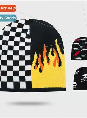 2021 new hat womens fall and winter fashion retro checkerboa