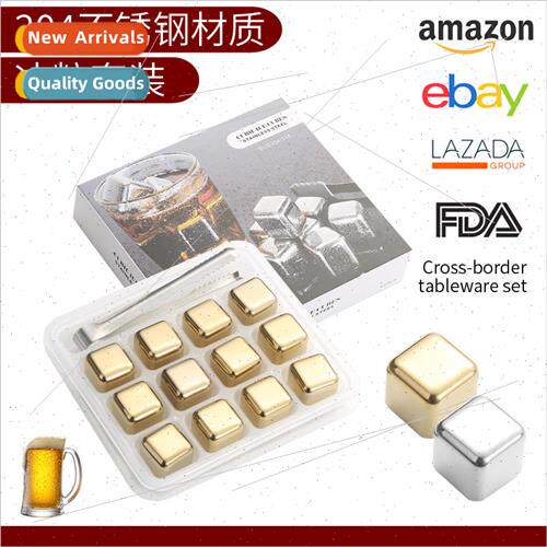 304 Stainless Steel Ice Cube  Set Whiskey Ice Wine Stone Red