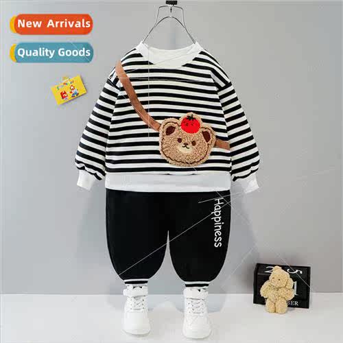 Winter childrens padded suit new boys baby striped thickened