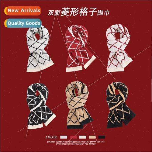 Winter Scarf Christmas plaid hobo shawl students show white