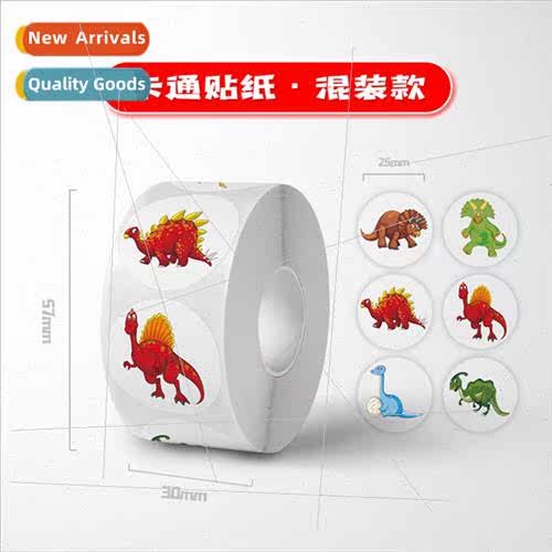 500 stickers/roll 1 inch/1.5 inch dinosaur children cartoon