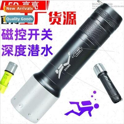 Diving flashlight T6 bright flashlight underwater diving lon