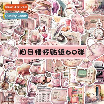 60 pcs of old days sentiment stickers retro cartoon pink col