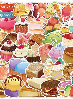 50 pcs of afternoon tea dessert stickers book bags cups tiss