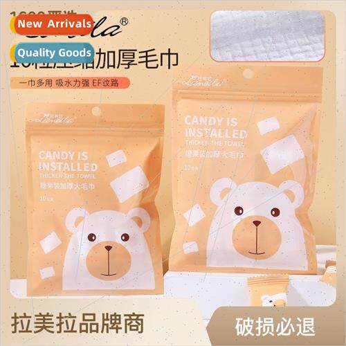 10pcs Compressed Towel EF Pattern Face Wash Towel Travel Por