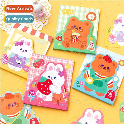 Easy Holiday Double Layer Sticky Note Book Cute Bear Rabbit