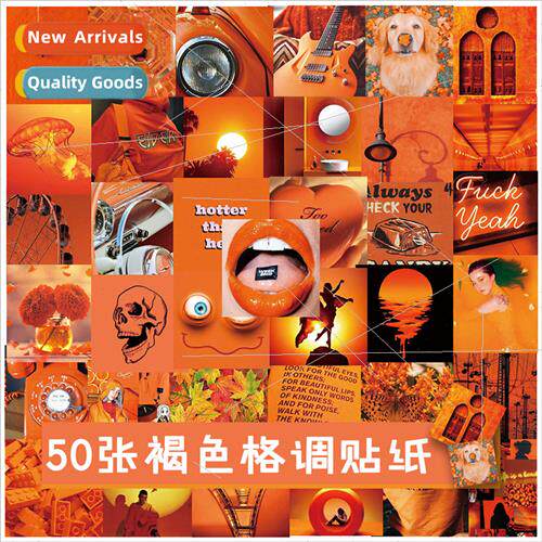 50 brown grunge creative sticker set car body scooter handbo