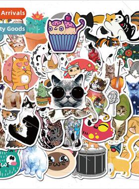 50 cartoon cute Cute cat waterproof stickers car stickers lu
