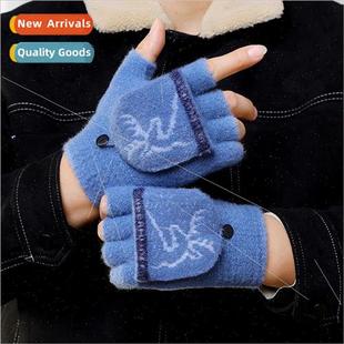 gloves fin flip half knitted adult use dual flop mens Winter
