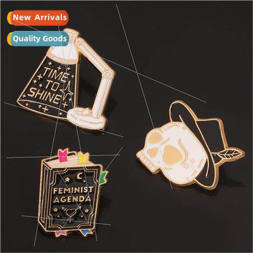 FEMINIST AGENDA brooch punk  skull book lamp holder fashion