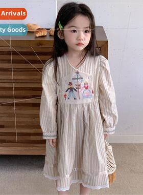 Korea girls dress 2024 spring new baby girl gas children lon