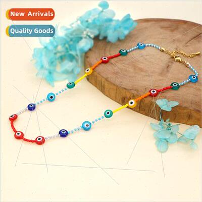 Fashion simple ethnic  glaze eye beads collarbone chain rain