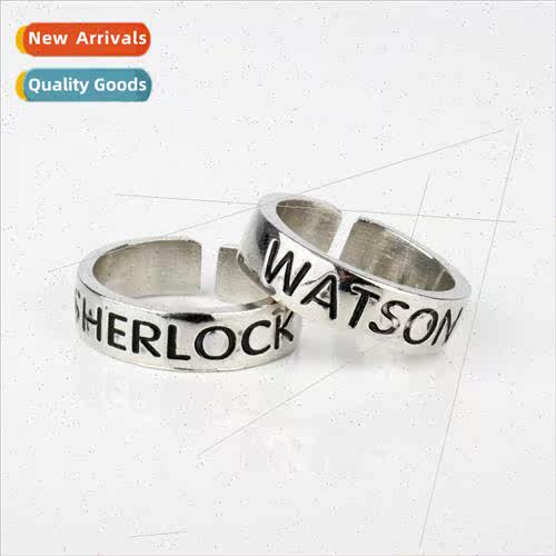 Movie and TV  jewelry Sherlock letters open ring couple ring