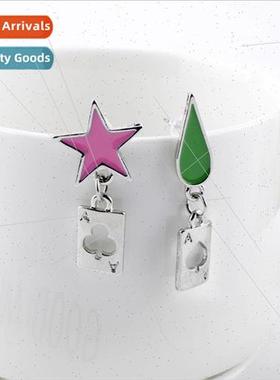 Full-time hunter earrings Hisoka Cecil tear drop pentagram s