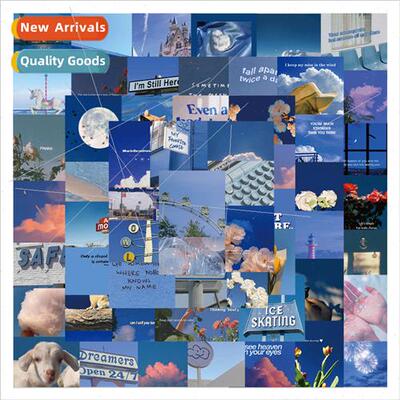 62 healing blue landscape graffiti stickers can be decorated