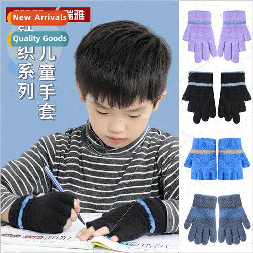 Childrens knitted wool gloves split finger boys and girls st