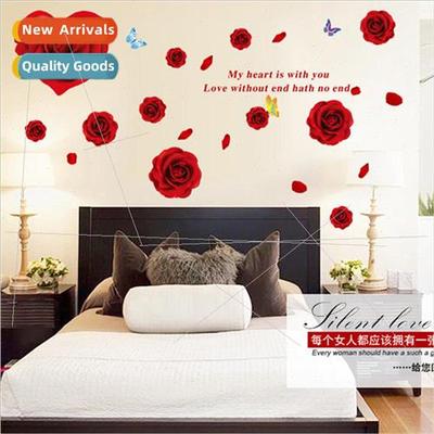 Removable wall stickers bedroom bedside warm romantic red ro