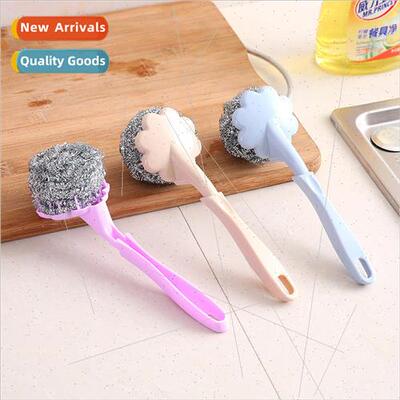 Wire ball brush with handle stainless steel long handle clea