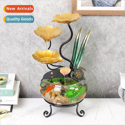 Creative desktop glass fish tank 适用tune flowing water orna