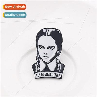 Wednesday Adams Brooch I AM SMILING Brooch Vintage Metal Pin