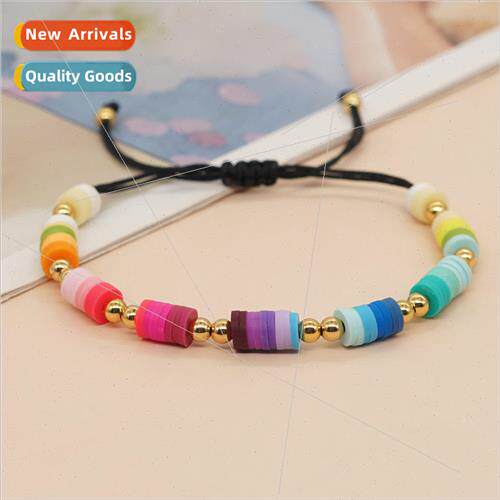 Spring new rainbow-colored soft ceramic piece couple bracele
