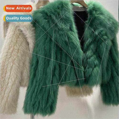 2023 new imitation fox hair weaving car stripe fur coat wome