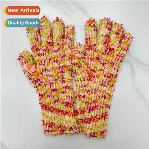 Gradient colorful woolen gloves female winter touch screen w