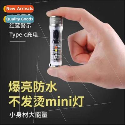 Mini small clip-on flashlight rechargeable white red blue pu